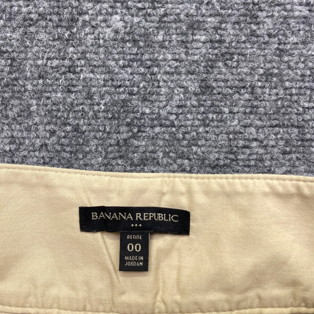 Banana Republic Petite 00 Linen Blend Herringbone Pleated Tapered Pants Beige
